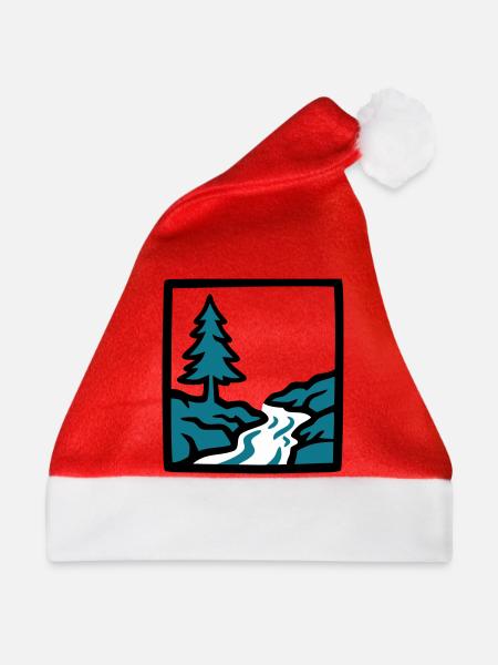 Fluss Wald Natur Logo - Weihnachtsmütze - Rot