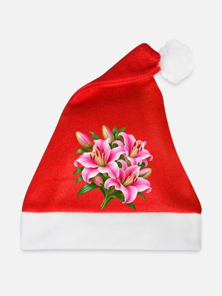 Pink Lily Bouquet Burst - Weihnachtsmütze - Rot