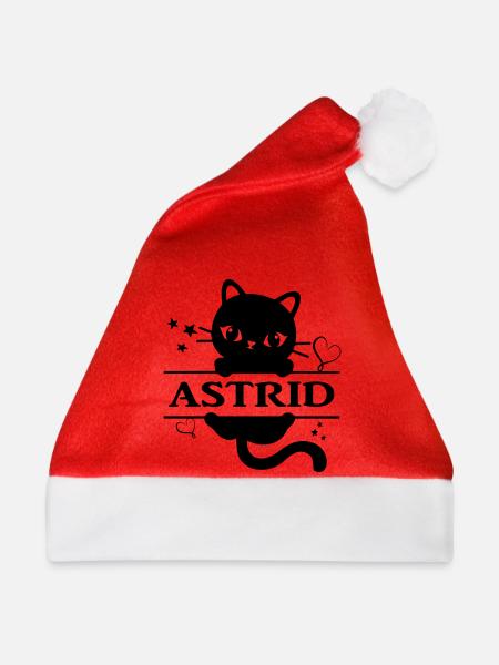 Astrid T-Shirt Katze Geschenkidee T-Shirt Katze - Weihnachtsmütze - Rot