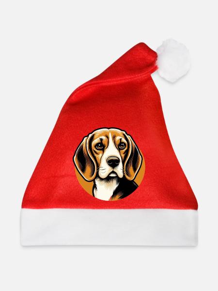 Beagle Hundekopf - Weihnachtsmütze - Rot