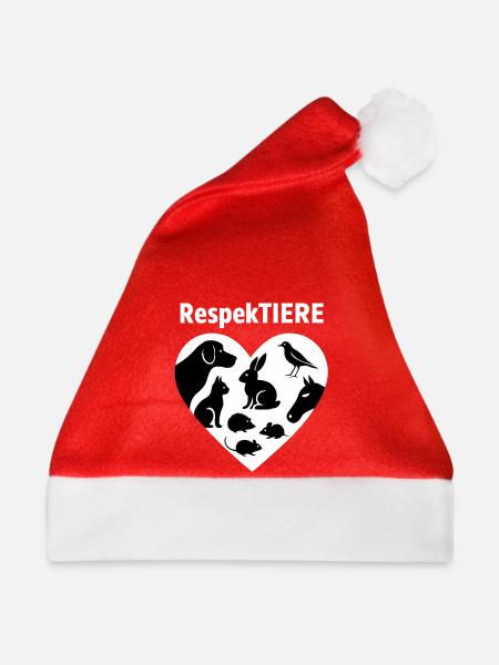 RespektTiere Herzsilhouette - Weihnachtsmütze - Rot - Vorne