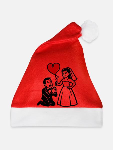 Brautpaar Heiratsantrag Rotes Herz - Weihnachtsmütze - Rot