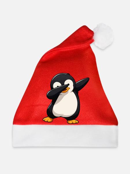 Dab Pinguin Comic - Weihnachtsmütze - Rot