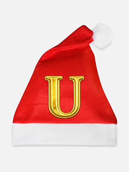 Goldenes U Monogramm - Weihnachtsmütze - Rot