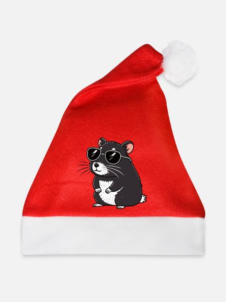 Hmster-chic dunkle Brille - Weihnachtsmütze - Rot