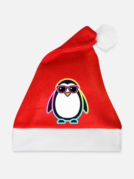 Pinguin-Neonbrillen - Weihnachtsmütze - Rot