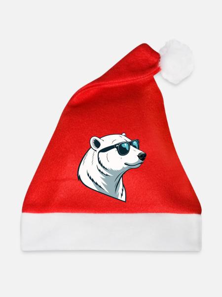 Eisbär mit Brille - Weihnachtsmütze - Rot