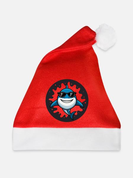 Hai-Hipster-Dunkelbrille - Weihnachtsmütze - Rot