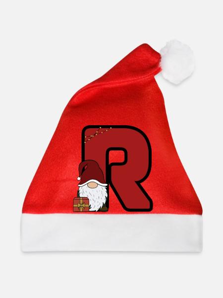 R mit Santa und Geschenk - Weihnachtsmütze - Rot