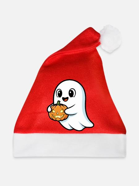 Niedlicher Geist mit Kürbis - Weihnachtsmütze - Rot