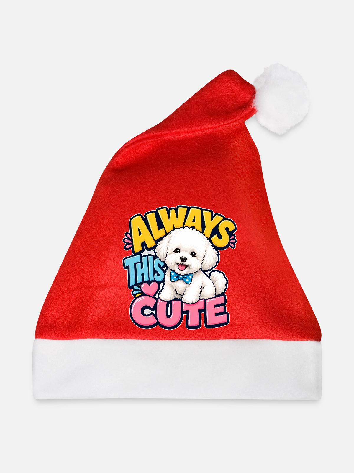 Bichon Frise - Weihnachtsmütze - Rot - Vorne