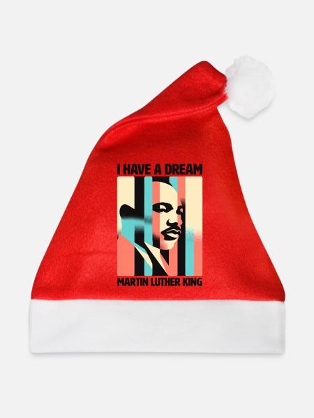 Vision eines Traums MLK Inspirierendes Porträt - Weihnachtsmütze - Rot