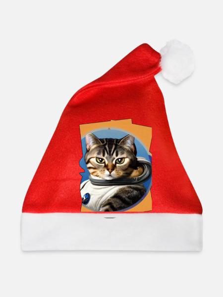 Weltraum Katze - Weihnachtsmütze - Rot