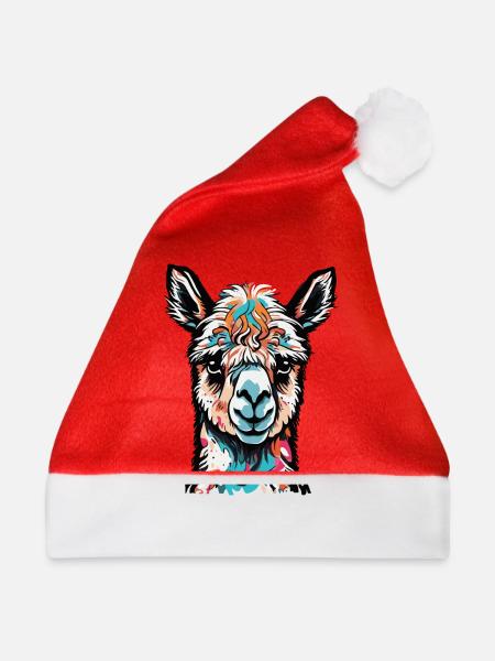 buntes Alpaka - Weihnachtsmütze - Rot