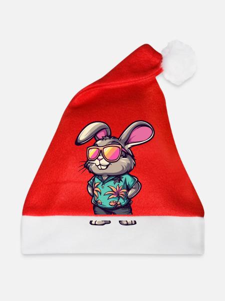Hase Comic Urlaub - Weihnachtsmütze - Rot