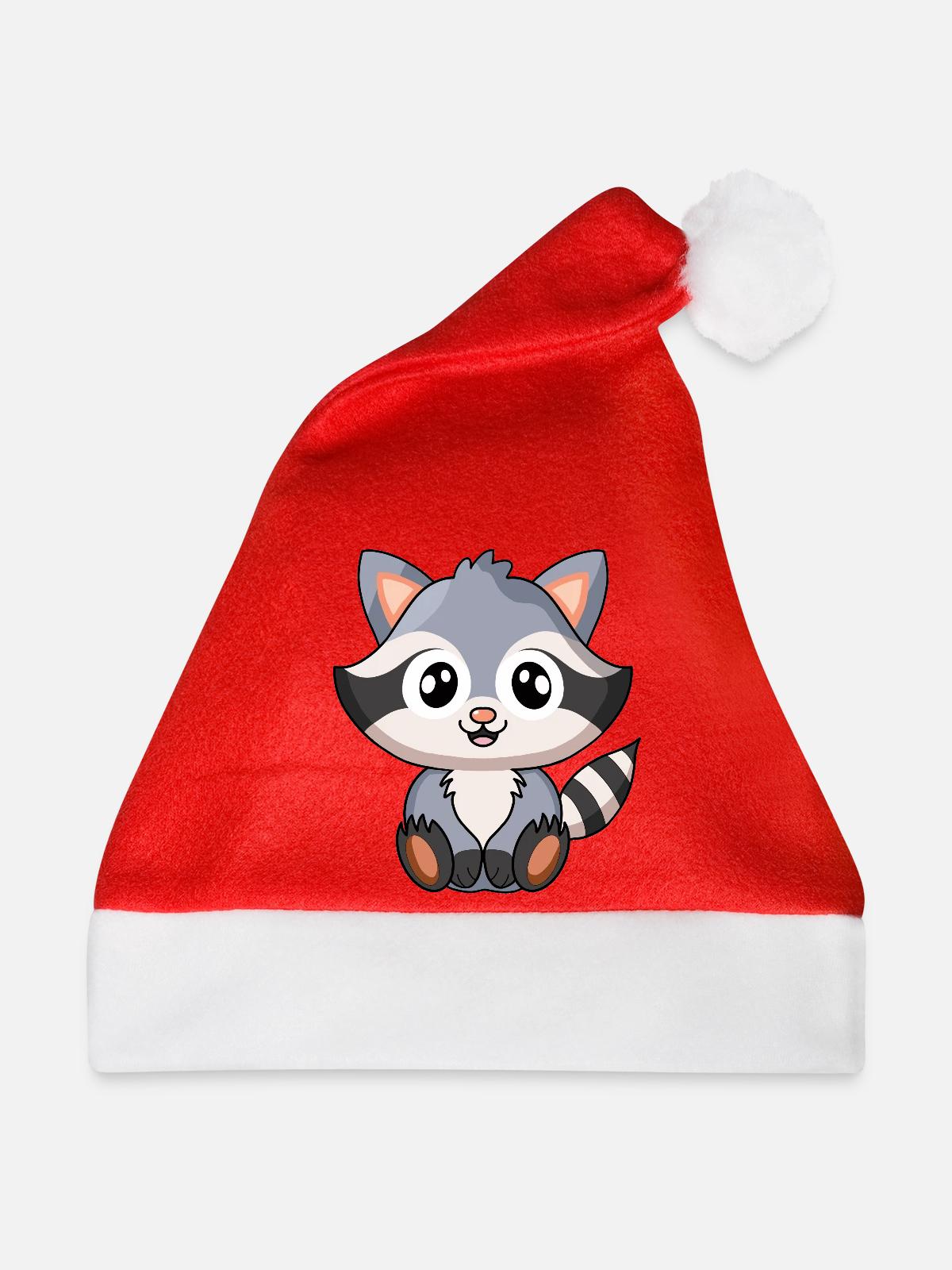 Waschbär - Weihnachtsmütze - Rot - Vorne