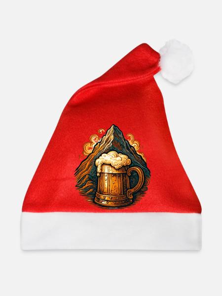 Mythischer Berg mit Bierkrug - Weihnachtsmütze - Rot