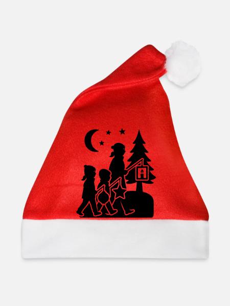 laterne laufen Kinder  - Weihnachtsmütze - Rot