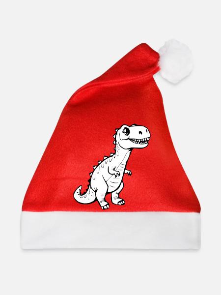 niedlicher Dinosaurier - Weihnachtsmütze - Rot