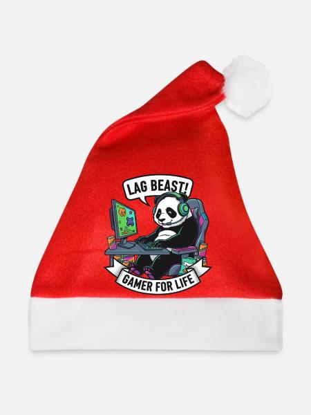 Lag Beast Panda Gamer Motiv - Weihnachtsmütze - Rot