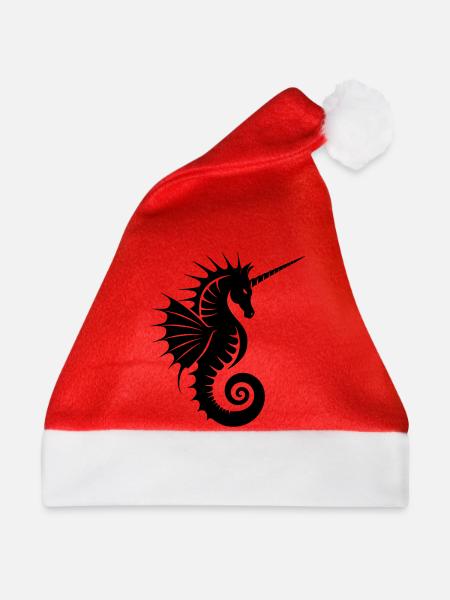 Einhorn-Seepferdchen Silhouette - Weihnachtsmütze - Rot