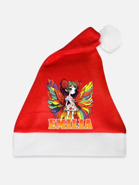 Emilia - Mädchenname - Fee - Weihnachtsmütze - Rot