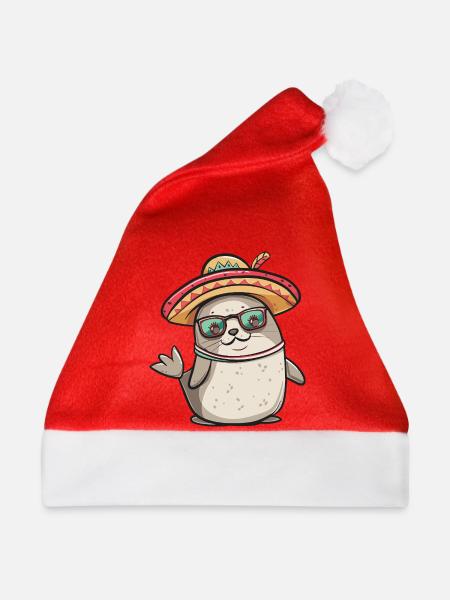 Robbe Tier Lustig Sombrero - Weihnachtsmütze - Rot