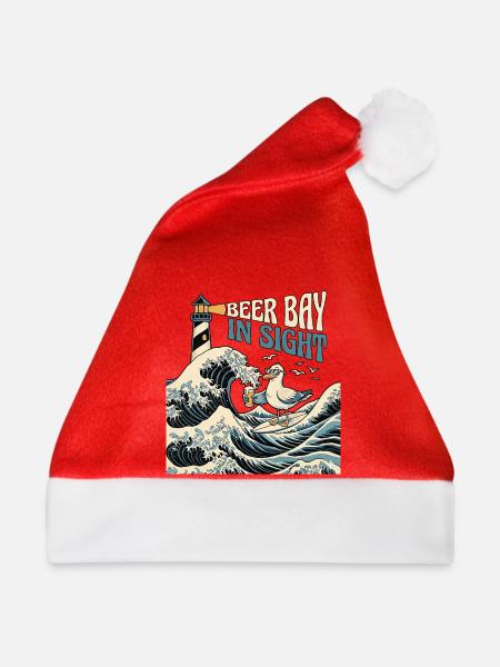 Kanagawa Bier Bucht Möwe - Weihnachtsmütze - Rot