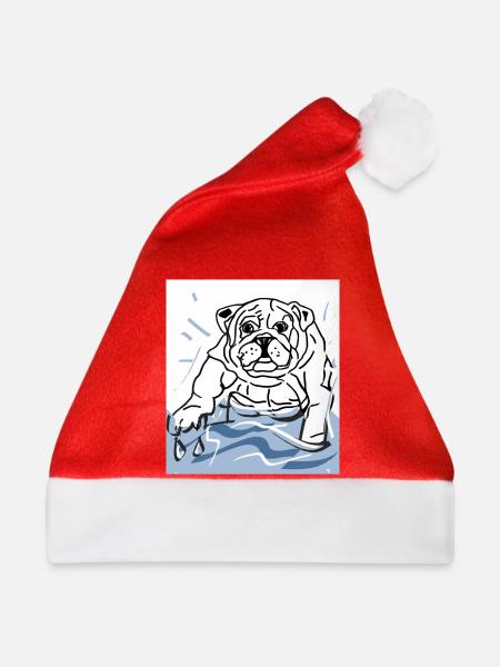 Bulldogge  - Weihnachtsmütze - Rot