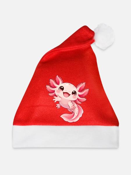Verspieltes Axolotl Pink-Kindermotiv - Weihnachtsmütze - Rot