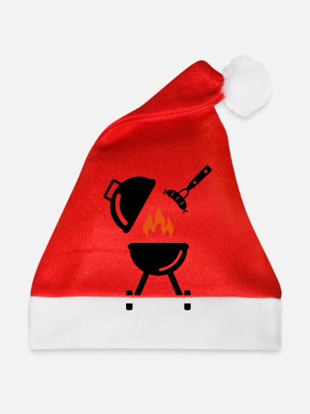 Grill mit Wurst - Weihnachtsmütze - Rot