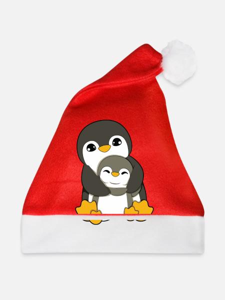 Pinguin Umarmen - Weihnachtsmütze - Rot