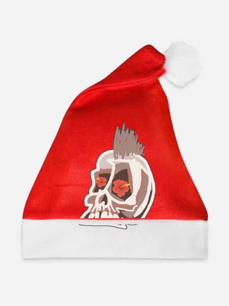 Punk Skull mit Blumen - Weihnachtsmütze - Rot