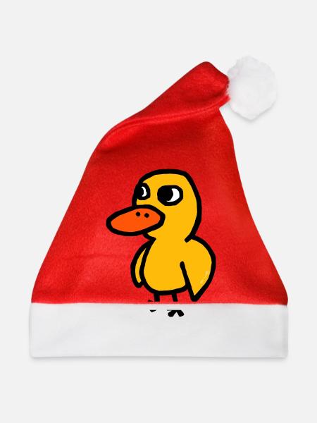 Karikatur Ente - Weihnachtsmütze - Rot