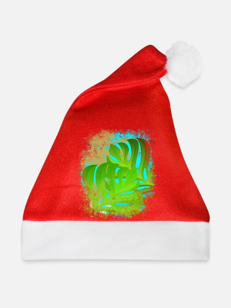 Urlaubsgefühl Palmen & Monstera Blätter grün/Gold - Weihnachtsmütze - Rot
