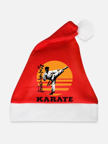 Karatensilhouette im Sonnenkreis - Weihnachtsmütze - Rot