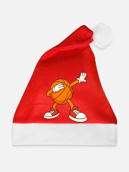 Basketball-Maskottchen-Deckgesicht - Weihnachtsmütze - Rot