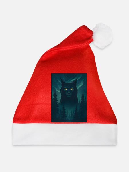 Nordwolf im Nordlicht - Weihnachtsmütze - Rot