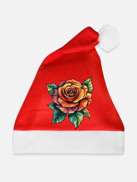 Rose Blüte - Weihnachtsmütze - Rot