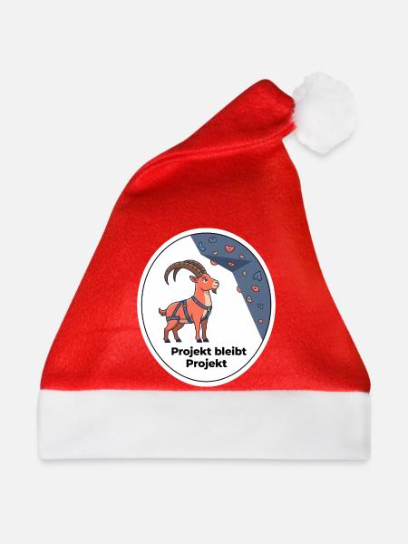 Projekt bleibt Projekt Klettern Shirt - Weihnachtsmütze - Rot - Vorne
