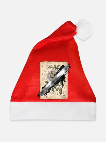 Botanische Illustration mit Vandal Übermalung - Weihnachtsmütze - Rot - Vorne