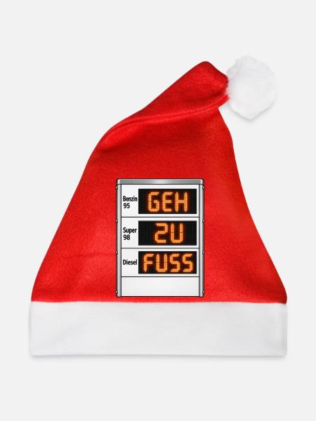 Lustiges Tankstellen Schild - Weihnachtsmütze - Rot