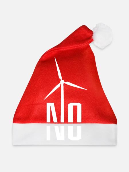 NEIN! Windrad nein danke - Gefahr für Vögel - Weihnachtsmütze - Rot - Vorne