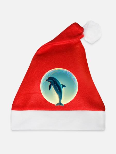 Delphin (02) - Weihnachtsmütze - Rot