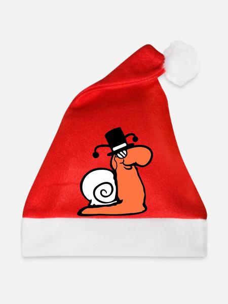 Mr Schnecke Sir Herr reich Monokel Brille Zylinder - Weihnachtsmütze - Rot - Vorne