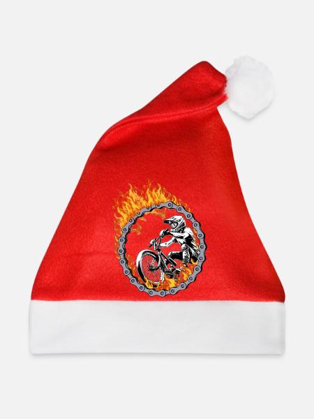 BMX Fahrer Feuerring - Weihnachtsmütze - Rot