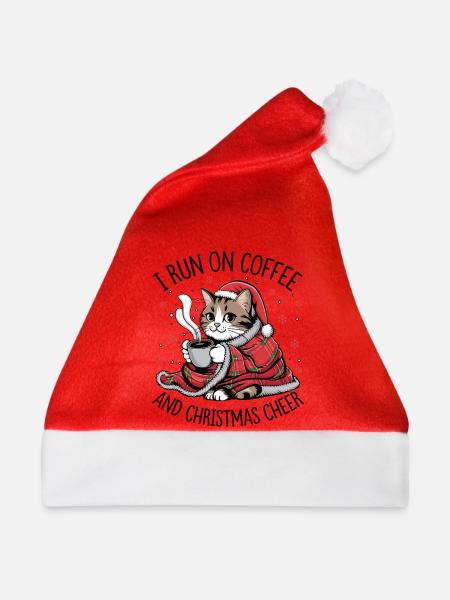 Kätzchen-Weihnachtskaffee und Freude - Weihnachtsmütze - Rot
