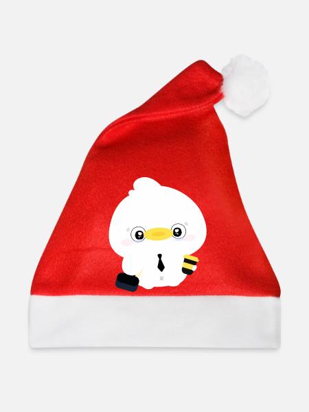 Ente in Krawatte Büro-Süße - Weihnachtsmütze - Rot - Vorne