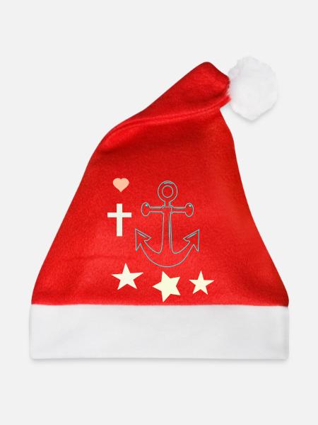 Leuchtender Anker mit Sternen - Weihnachtsmütze - Rot