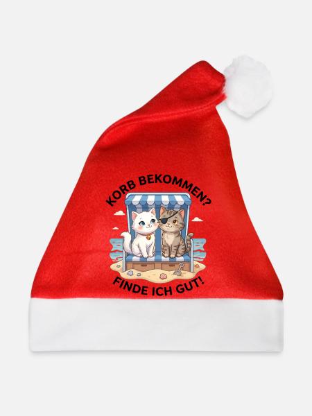 Katzen im Strandkorb Urlaub - Weihnachtsmütze - Rot